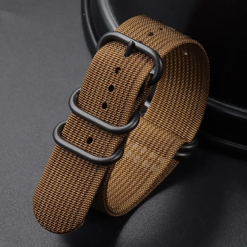 Nylon Braided Watch Bands with 5-Ring Buckle - Woven Canvas Strap Replacement
