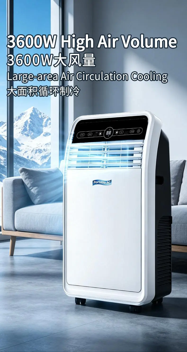 Climatiseur mobile portable tout-en-un, sans unité extérieure, installation gratuite, refroidissement par compresseur, petit ventilateur personnel pour la maison 5
