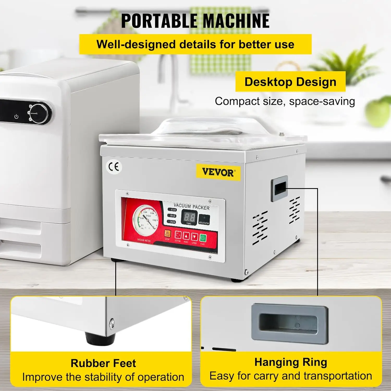 Chamber Vacuum Sealer, DZ-260A 6.5 m³/h Pump Rate, Excellent Sealing Effect with Automatic Control, 110V Kitchen Packaging 6