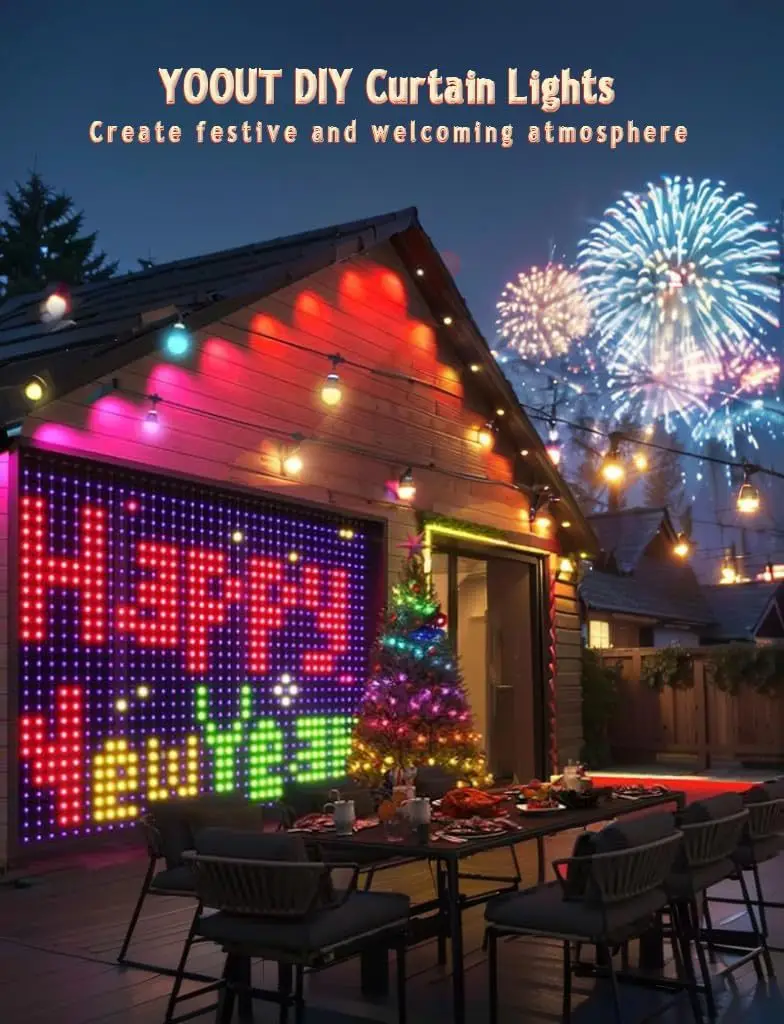 สายไฟม่านอัจฉริยะพร้อมรีโมทคอนโทรล, ไฟ LED 400 ดวง, ซิงโครไนซ์เพลงคริสต์มาส, ใช้ได้ทั้งภายนอกและภายในบ้าน 1