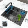 Hidden Cup Washer kitchen Sink Stainless Steel Small Single Slot Bar Washbasin Multifunctional With Cover Plate Dishwashing Pool 1