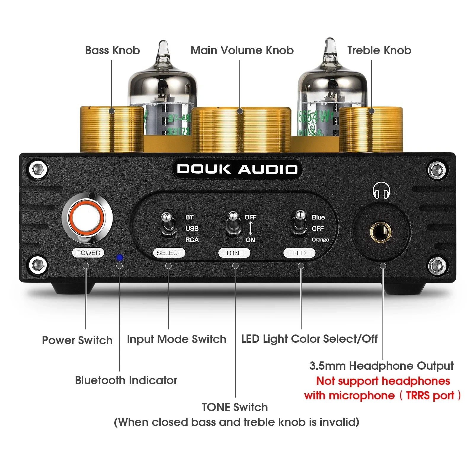 Nobsound HiFi Bluetooth 5.0 Tube Preamp Amplifier