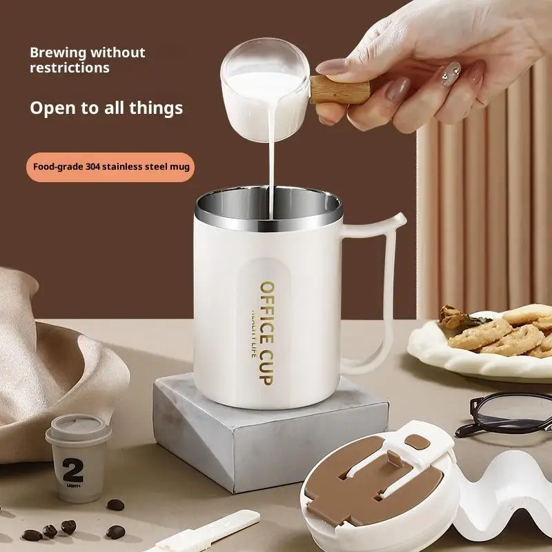 500ML 304 Stainless Steel Coffee Mug With Spoon Double Wall Thermal Stainless Steel Cold Water Drinks Tumbler Tea Milk Cup