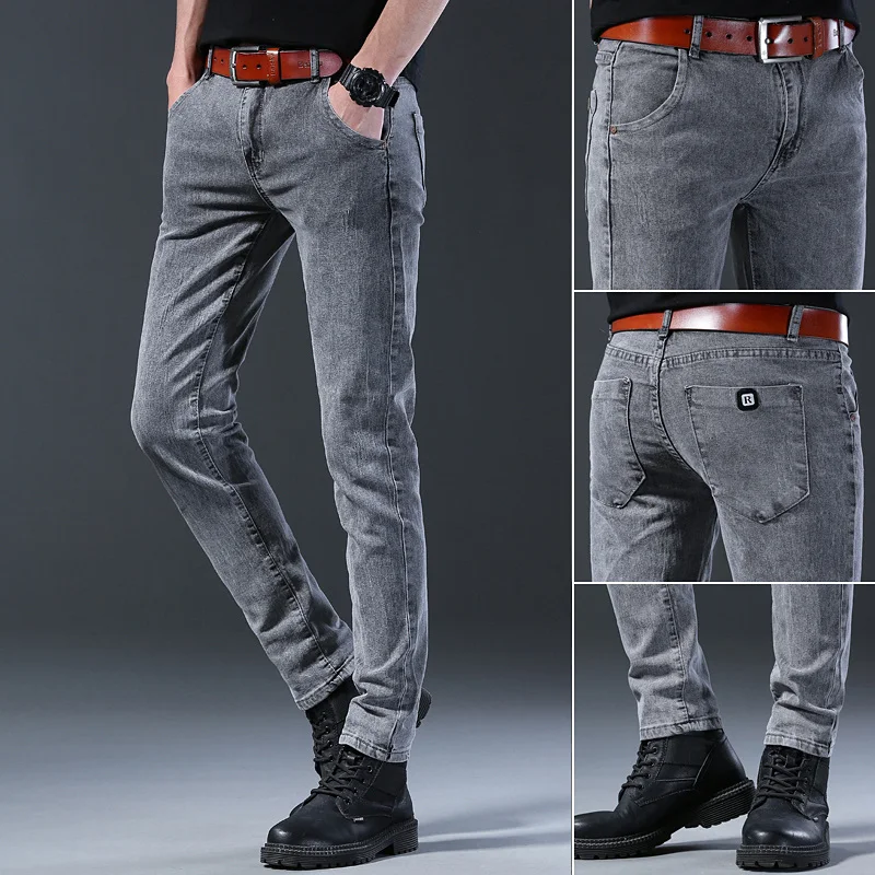 Trendy Men Retro Washed Snowflake Slim Fit Classic Jeans Male Casual Street Skateboarding Denim Pants Stretch Skinny Trousers 2