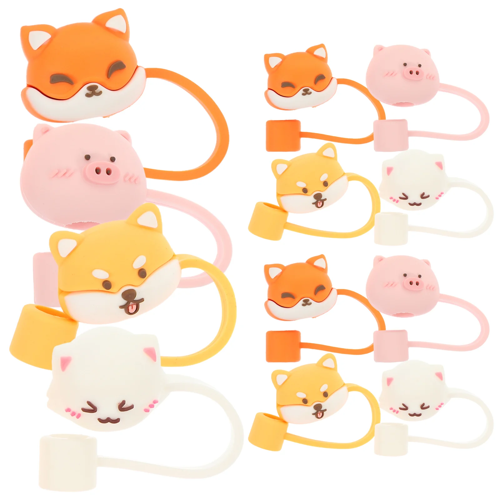 

12 Pcs Animal Straw Plugs Drinking Cap PVC Covers Cups Protector Supplies Reusable End Protectors