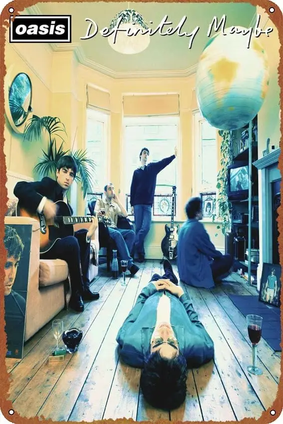 Vintage Tin Metal Wall Sign Decor - Definitely Maybe Oasis Poster (8x12 Inch)