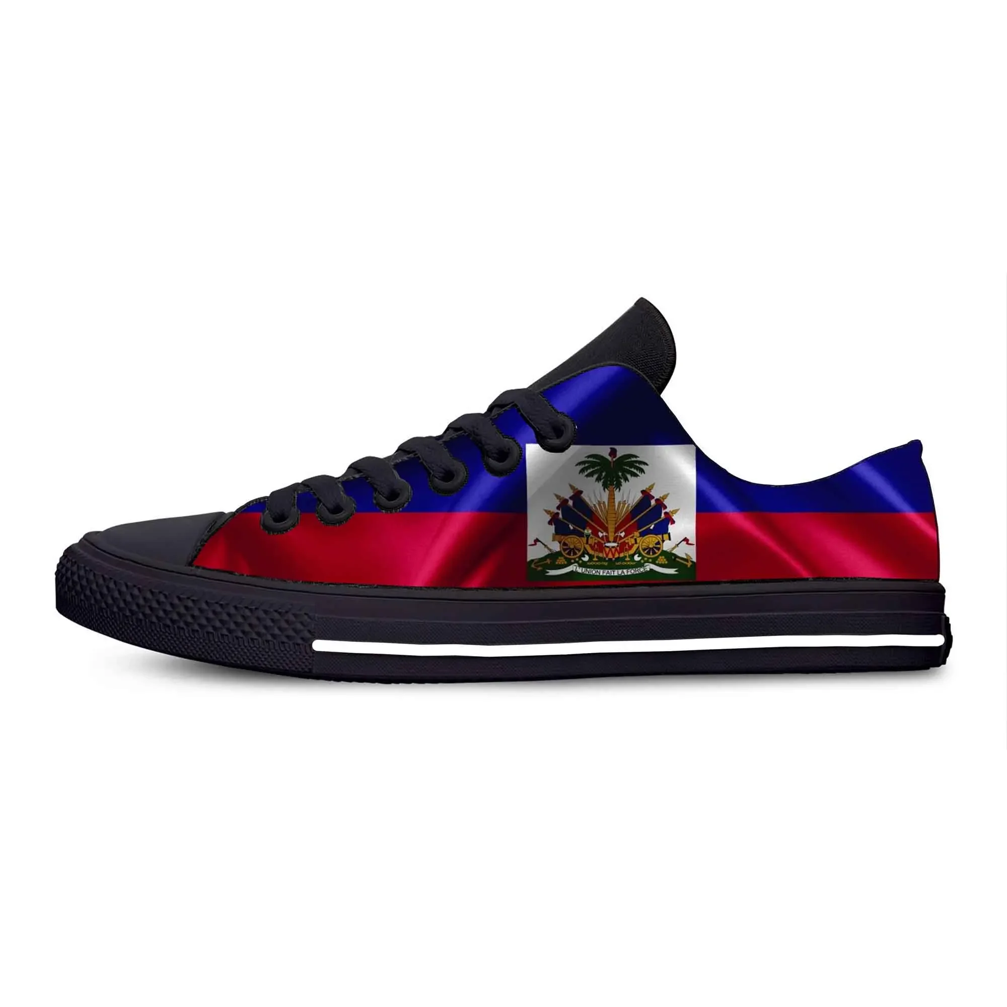 Haiti Haitian Flag Patriotic Pride Fashion Popular Casual Cloth Shoes Low Top Comfortable Breathable 3D Print Men Women Sneakers