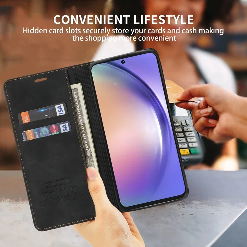 Luxurious Magnetic Flip Leather Wallet Case with Card Slot