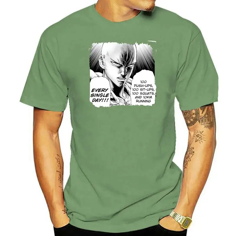 Saitama Geeky Training One Punch Man Manga Logo New Black Tees T-Shirt S-3Xl T-Shirt Comoda