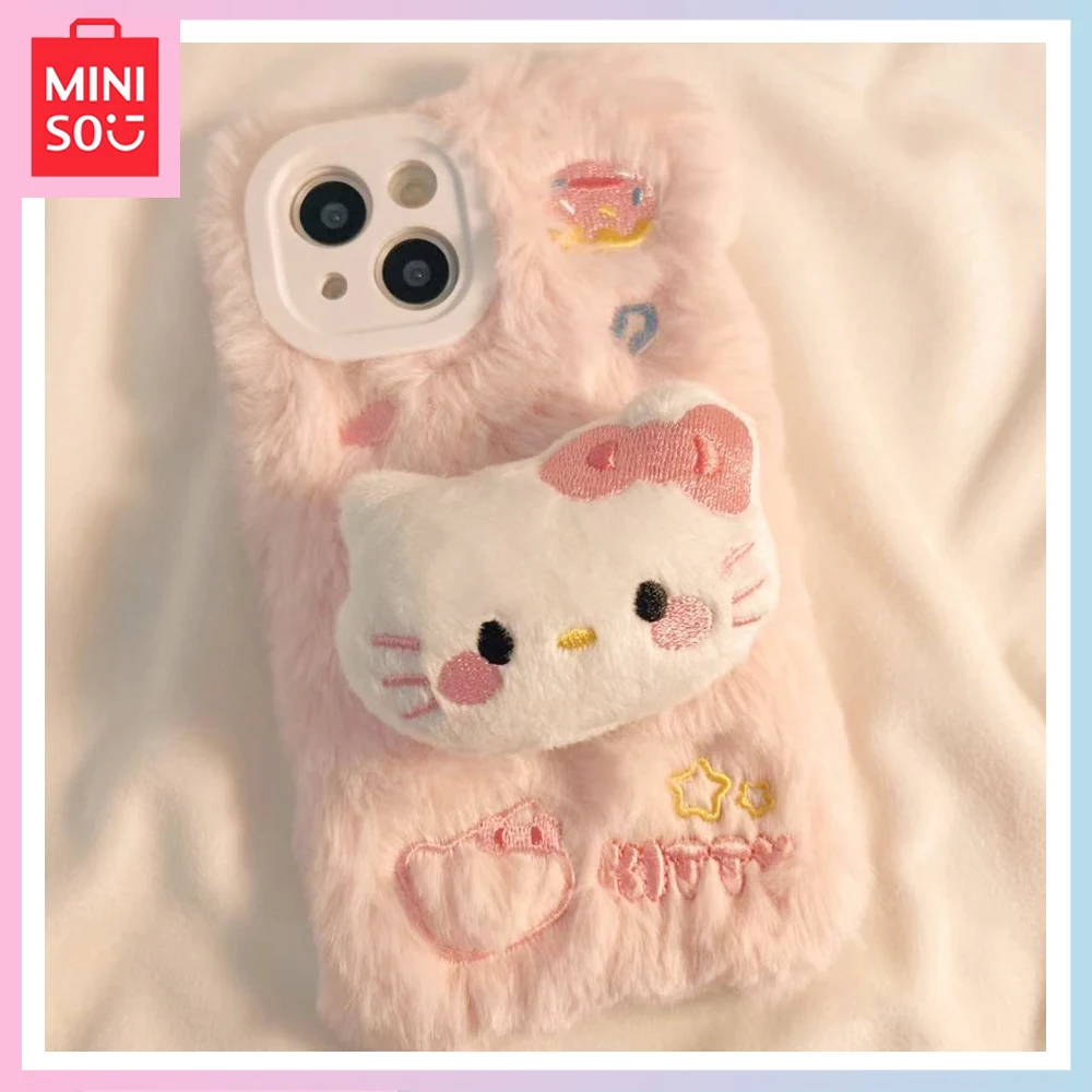 

Новинка 2023, милая плюшевая подставка премиум класса Hello Kitty, розовый мультяшный Iphone15/14/13 Promax, полноразмерный телефон с защитой от падения
