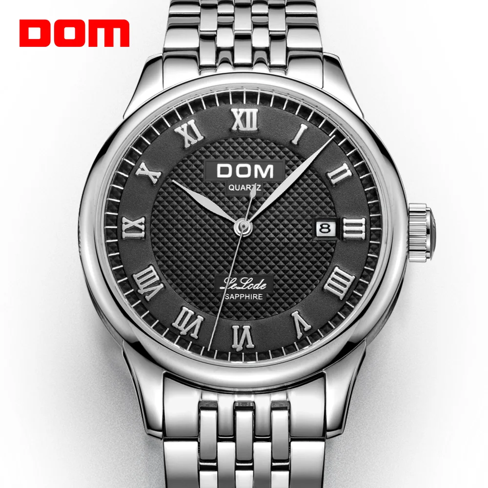 DOM Mens Watches Top Brand Luxury Quartz Watch Men Casual Steel Waterproof Business Watch Auto Date M-41D