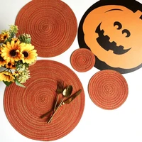 4pcs Round Table Mat Woven Ramie Placemats Anti Slip Dining Table Mats Non-Slip Tableware Bowl Pads Kitchen Drink Cup Coasters 3