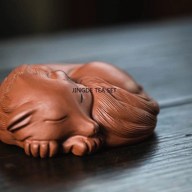 Yixing Yixing Purple Clay Tea Pet Lucky Fox Animal Tea Statue Home Tea Table Decoration chinese