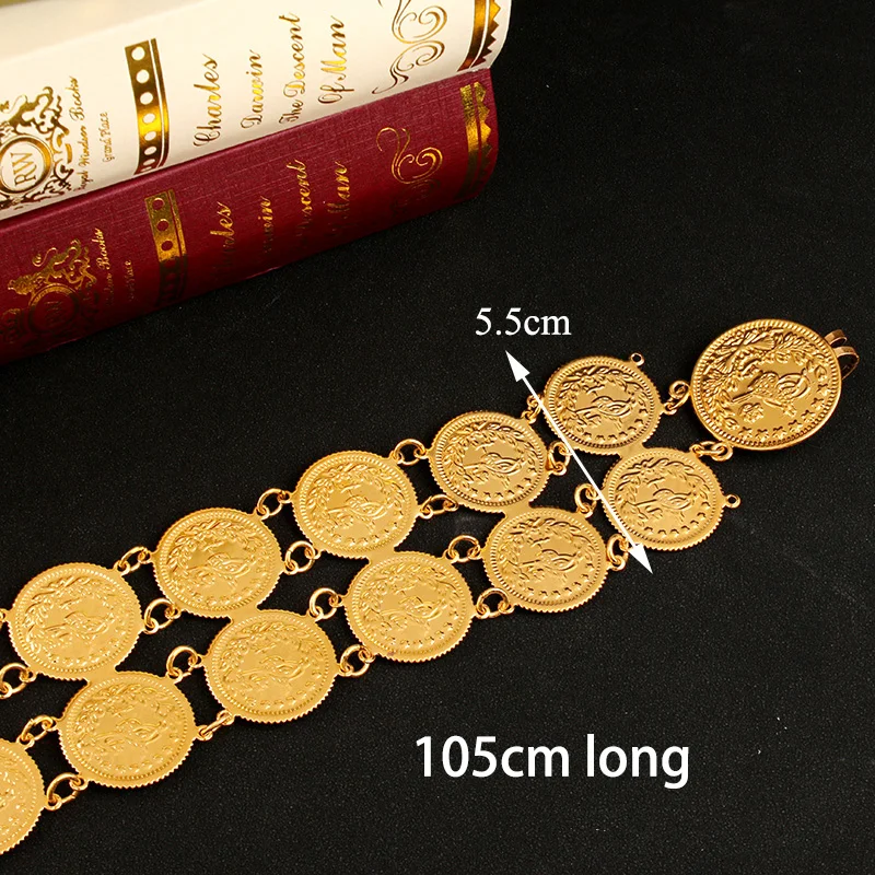 Ethnic Gold Color Body Chains for Women Turkish Coin Wasit  display picture 2