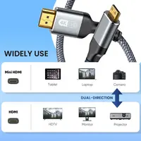 NIERBO Mini HDMI to HDMI Cable HD 4K 60Hz High-Speed Braided HDMI-compatible Cable Bi-Directional 2.0Cord for HDTV Tablet Camera - Image 3