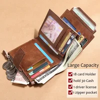 Genuine Leather Men Wallets with Coin Pocket Detachable Card Holder Real Leather Small Men Clutch Wallets Short 2