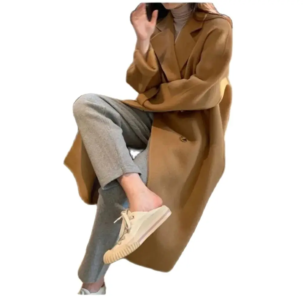 Formal Dressesy2KOat Color Double-Sided Cashmere Overcoat For Women Autumn/Winter 2024 New Korean Style Over The Knee Wool Coat knee high fuzzy socks winter wool warm socks knee high fuzzy socks for women 1 pair winter thigh high socks women over knee