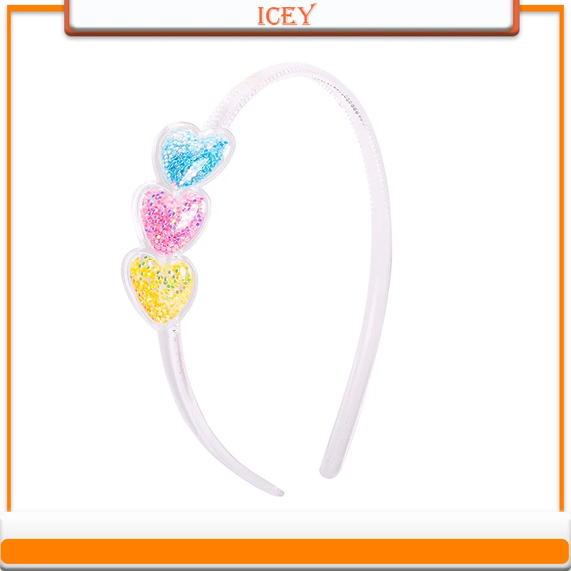 1pc Candy colors headbands hair clip  cartoon transparent quicksand heart-shaped  headdress Headwear Scrunchie 2 4 6pcs full set ins hot frozen cartoon heart series decorative stickers kawaii kpop idol card album sticker korean stationery