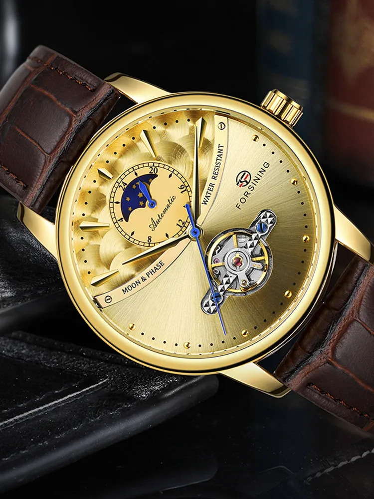 Forsining 339L Nuovo orologio da polso meccanico di lusso da uomo, impermeabile, con movimento automatico, orologio in pelle per uomo_voghion.com