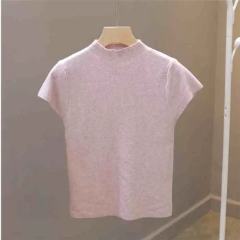 تي شيرت حريمي مثير موديل 2025 بدون أكمام تي شيرت علوي سادة بقصة ضيقة تي شيرت كاجوال تي شيرت نسائي أساسيات ملابس الشارع الشهير 6