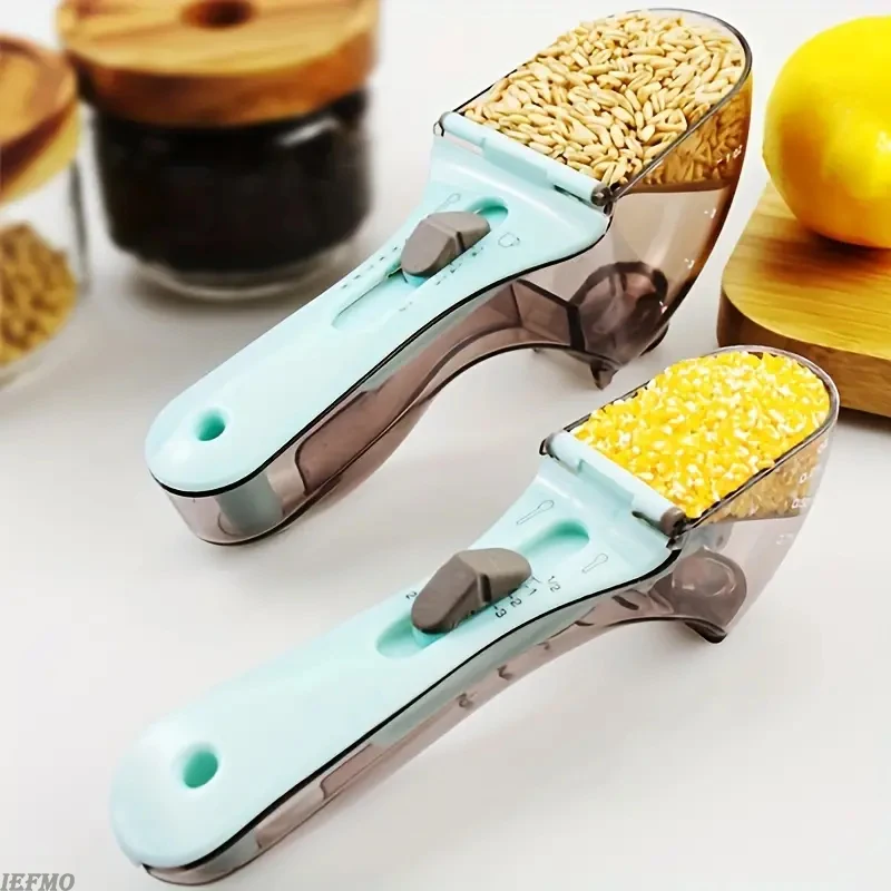 1Pc Adjustable Plastic Measuring Cup And Measuring Spoon with Handle Dry and Liquid Kitchen Tool kitchen measuring spoons,measuring spoon set,measuring cup and spoon set,plastic measuring cup