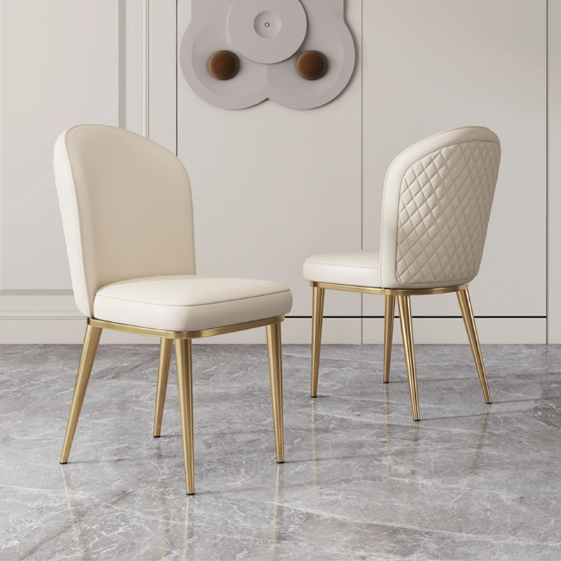 Leather dining chair Dining room furniture Modern luxury backrest stool INS design soft chair Balcony cafe Relaxing chair white