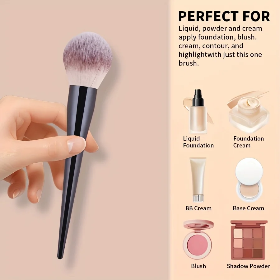 2Pcs Professional Makeup Brush Set, Soft Nylon Bristles Face Brushes for Foundation, Blush, Powder, Contour, Highlighter & Eyesh 4