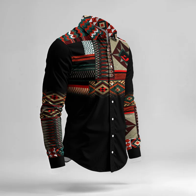 2025 Spring/Summer Fashion Men's Set Printed Simple Long Sleeve Suit Slim Fit Breathable Cotton Blended Casual Wear Resistant Fa_voghion.com