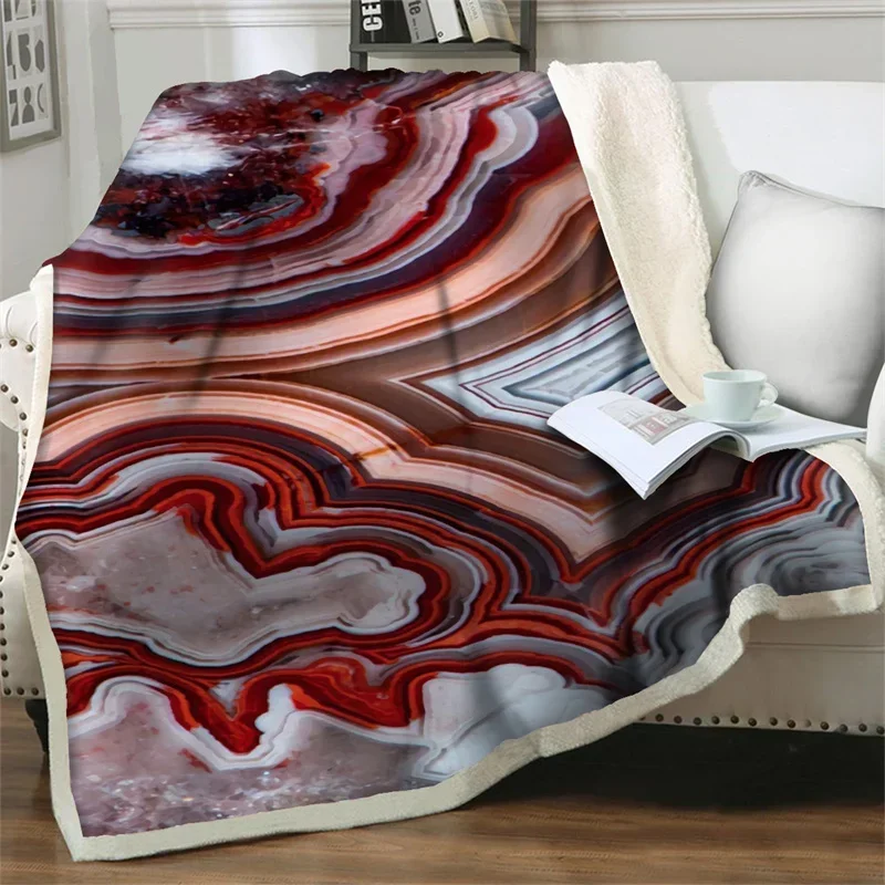 

3D Abstract Red Marble Pattern Soft Throw Blankets for Beds Sofa Home Decor Warm Quilt Nap Cover Travel Picnic Blanket Portable