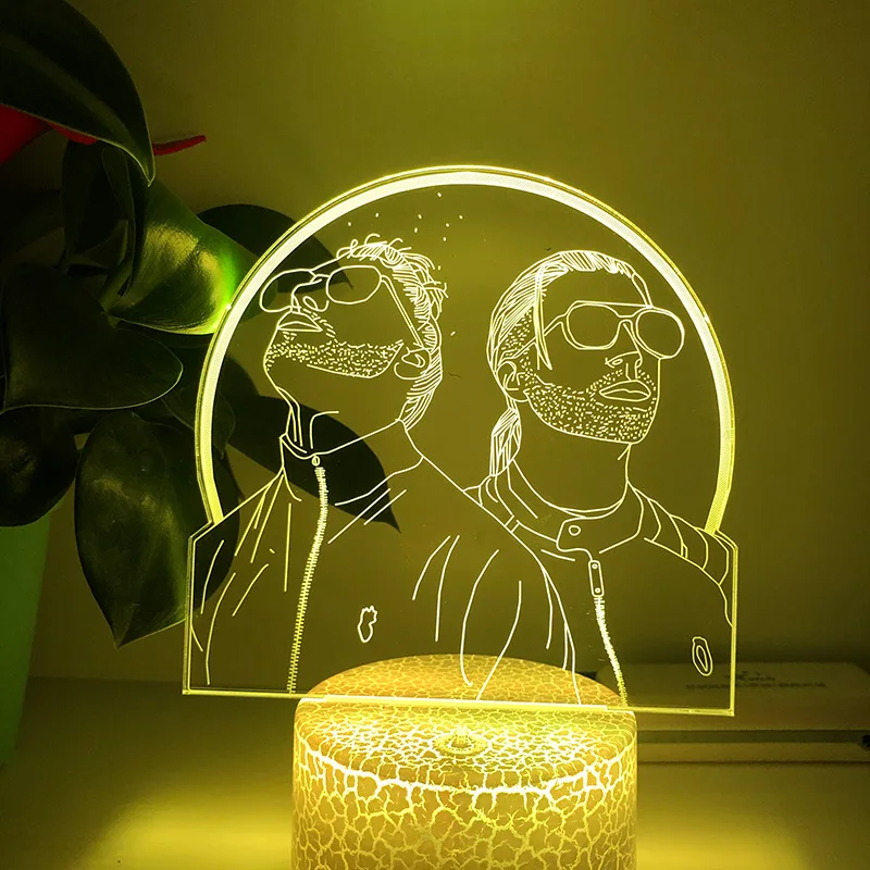 night lamp 3D LED Night Light French Rap Group PNL Home Decor Bedroom Cartoon Table 16Color Changing Touch Lamp For Fans Gifts Light motion sensor night light