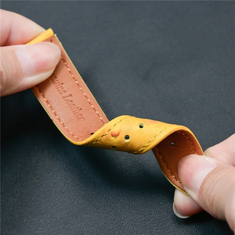 Elegant Cowhide Genuine Leather Strap with Universal Butterfly Buckle