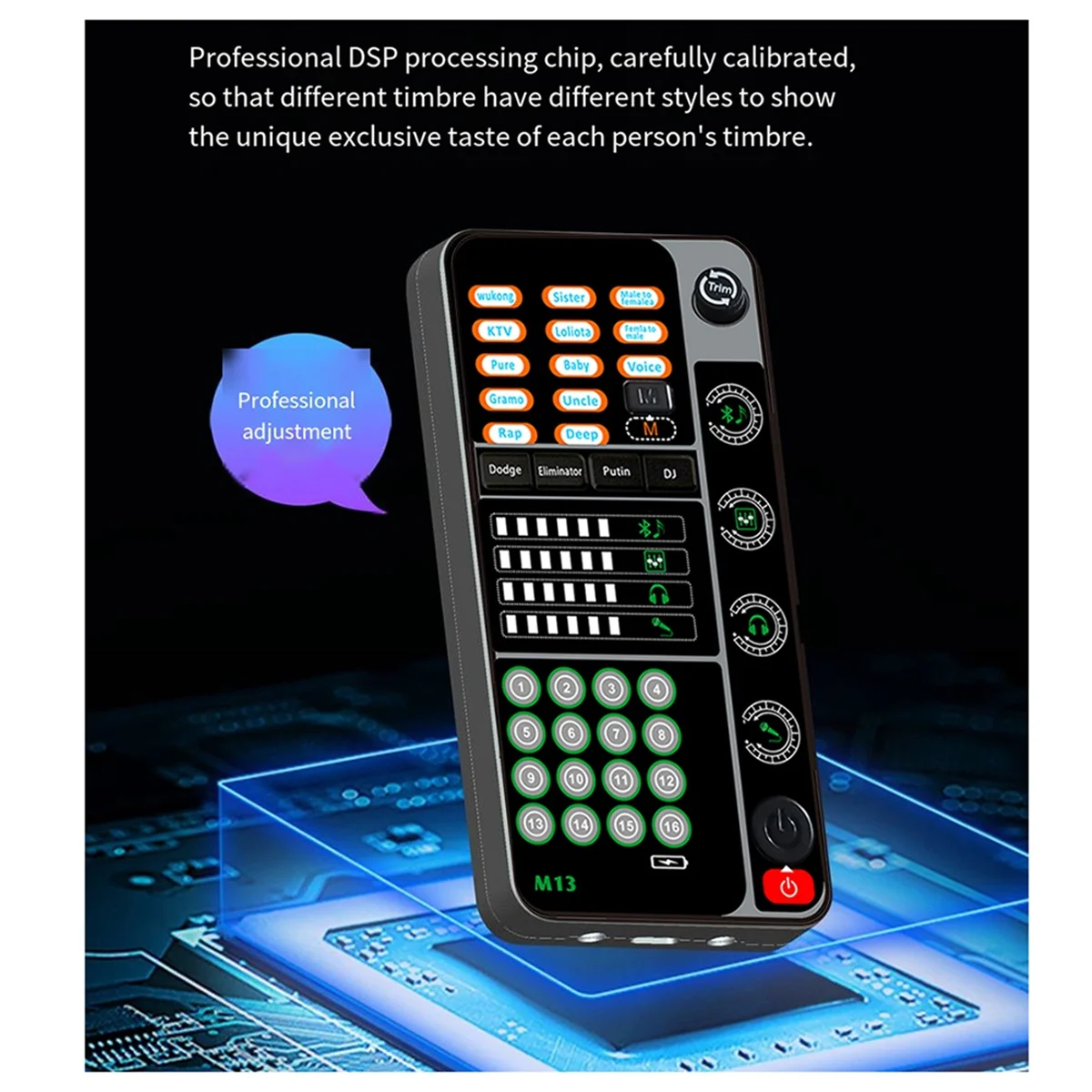 Hot sale New M13 Voice Changer,Live Voice Card Changer, Handheld Microphone Changer with BT 3.5mm Port DJ Controller