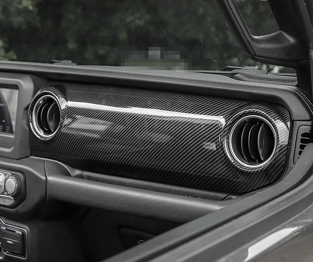 Black Carbon Fiber Dashboard Gauge Trim Ring Covers For Jeep Wrangler JL JLU & Gladiator JT (2018-2023) - 3pc Interior Upgrade