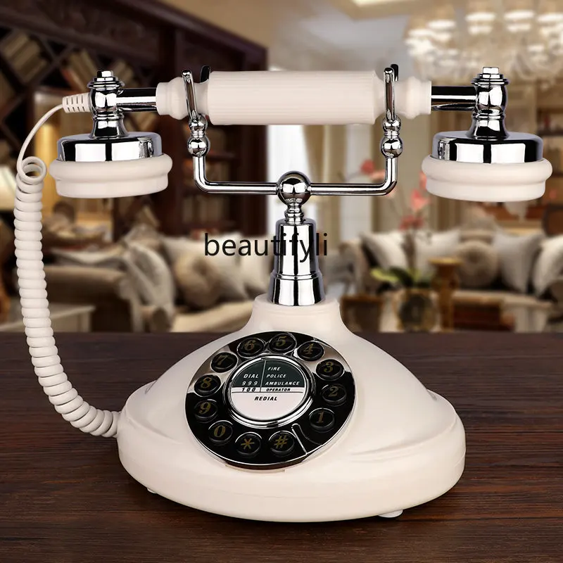 

Старинный телефон в европейском стиле стационарный домашний офисный стационарный телефон старомодная кнопка ретро с одним нажатием переключатель телефон