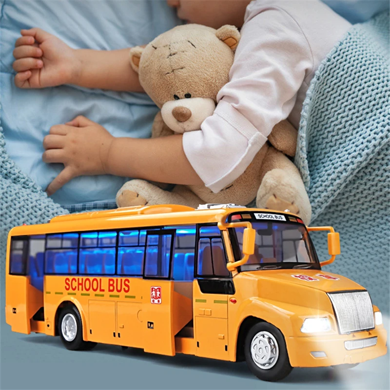 1/32 Alloy America School Bus Model Diecasts Metal Toy Student Bus Car Vehicles Model Simulation Sound and Light Boy Kids Gifts 5