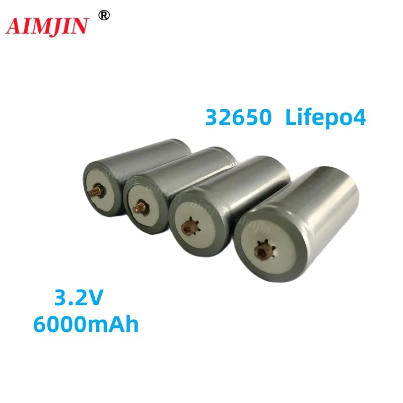 LiFePo4用充電式リン酸鉄リチウム電池,32650, 6000mAh, 3.2V,ネジ付き