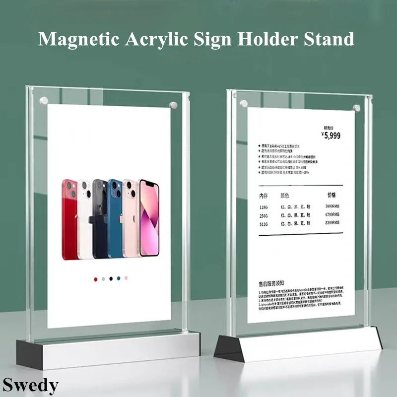 

A4 210x297mm Aluminum Base Acrylic Sign Holder Display Stand Table Menu Paper Holder 8x11.5 Inch Photo Poster Flyer Ad Frame