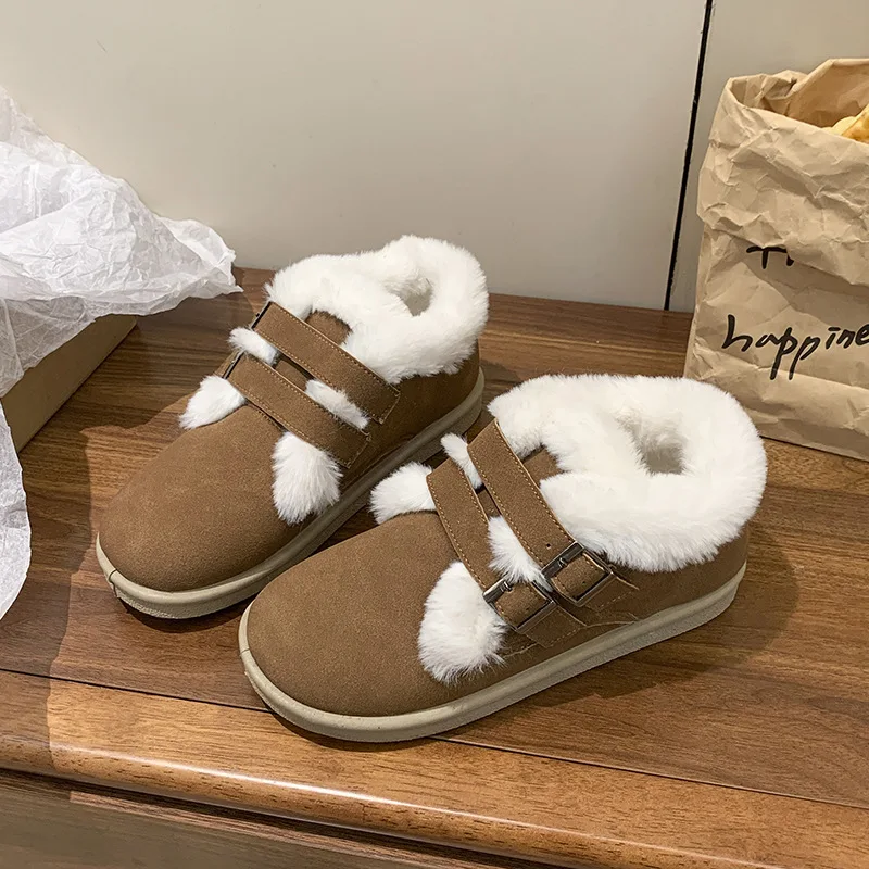 Fluffy Fur Non Slip Snow Boots Women 2025 Winter Women 2025 Winter Warm Long Plush Suede Ankle Boots Furry Woman's Short Booties