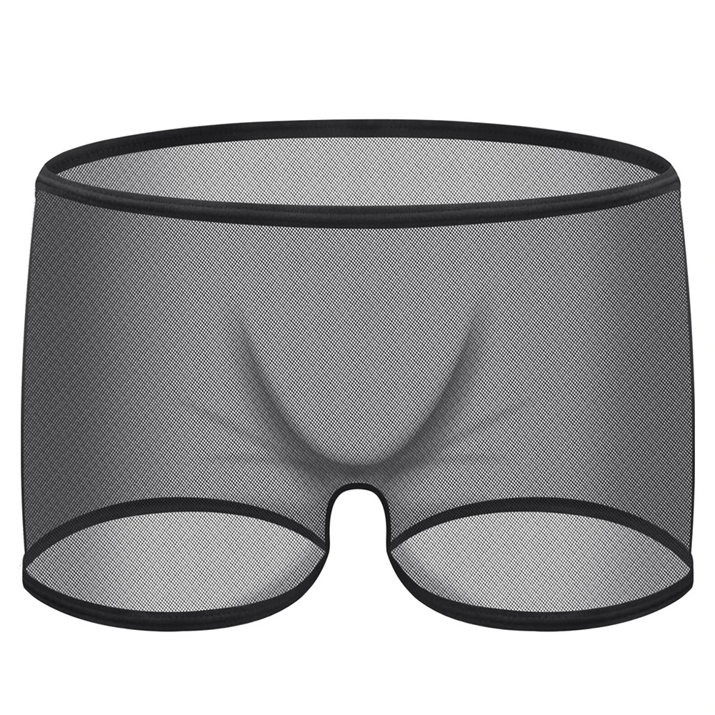 Men's Sexy See Through Mesh Underpants Briefs Trunks Breathable Underwear Shorts Bulge Pouch Panties Ultra-Thin Lingerie
