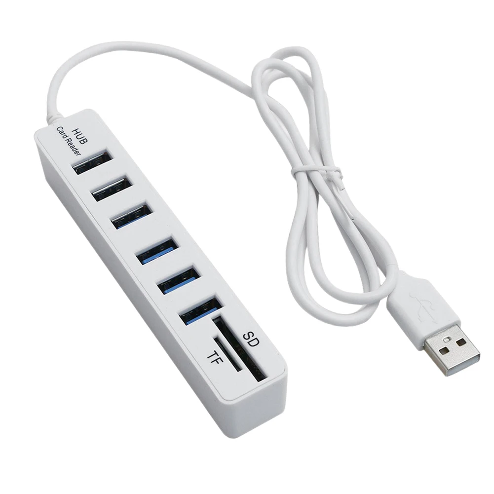 USB 6 Port Extension Hub High Speed Transmission Memory TF Splitter Adapter Plug and Play USB 2.0 for Laptop Computer PC: 3 - 5 Days Free Delivery Only UK
