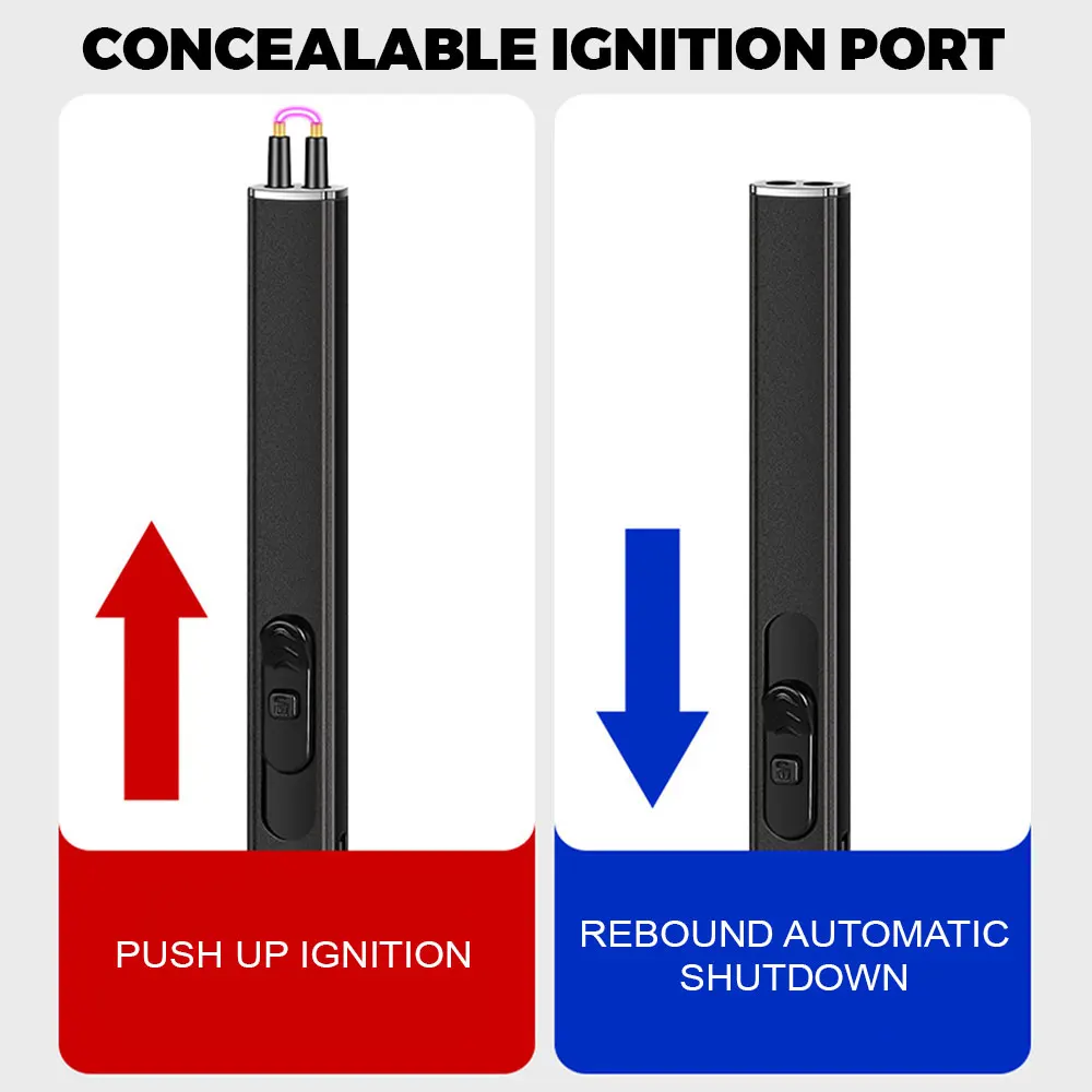 3PCS USB Electrical Lighters Windproof Arc Lighter Long Handle Safety Switch Smoking Lighter for BBQ Candle Kitchen Use BBQ Lighter Cigarette Lighter Electric Arc Igniter