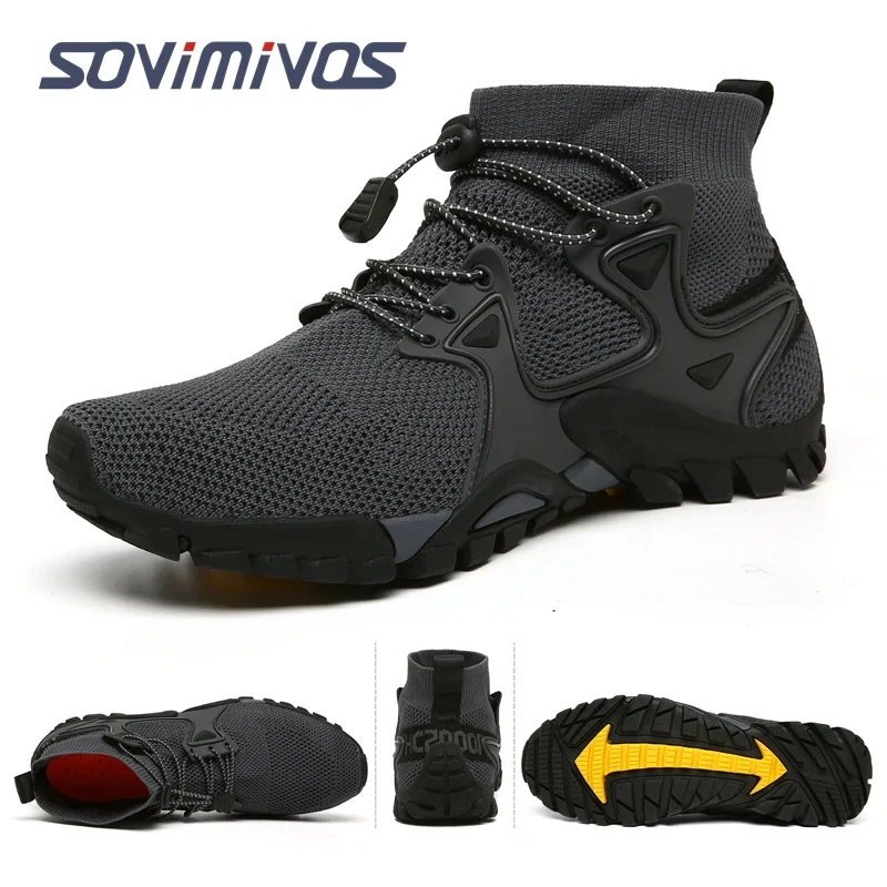 Hiking Boots Mens Outdoor Athletic Sports Trail Running High-Top Barefoot Upstream Water Trekking Climbing Sneakers men hiking shoes