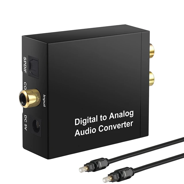 Adaptador convertidor de audio digital a analógico, decodificador RCA de  3,5 mm, señal coaxial de fibra óptica