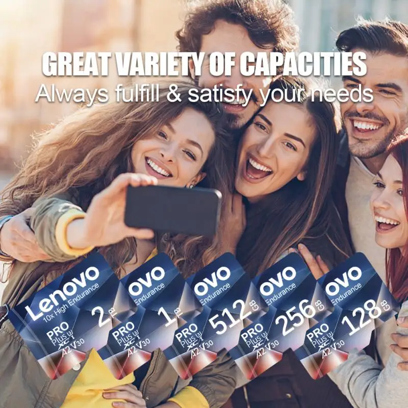레노버 SD 메모리 카드, 클래스 10 고속 플래시 메모리 카드, V30, 128GB, 512GB, 256GB SD 카드