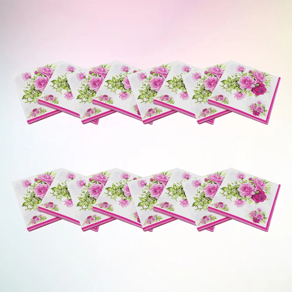 Floral Printing Paper Towels Colorful Lunch Napkins Handmade Party Serviette for Wedding Birthday Party Banquet 20 Pcs