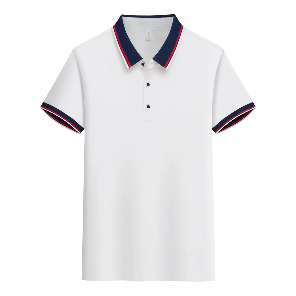 Contrast collar Polo Shirt Slim Fit Short sleeved Lapel T-shirts Breathable Business Smart Golf Shirts Summer