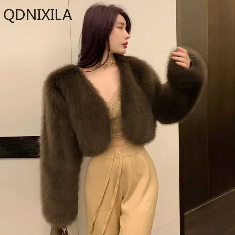 Faux Fur Jacket Short Winter Jackets for Women 2024 Autumn/winter Versatile Fur Cardigan Top Women's Winter Fur Coat Outerwears