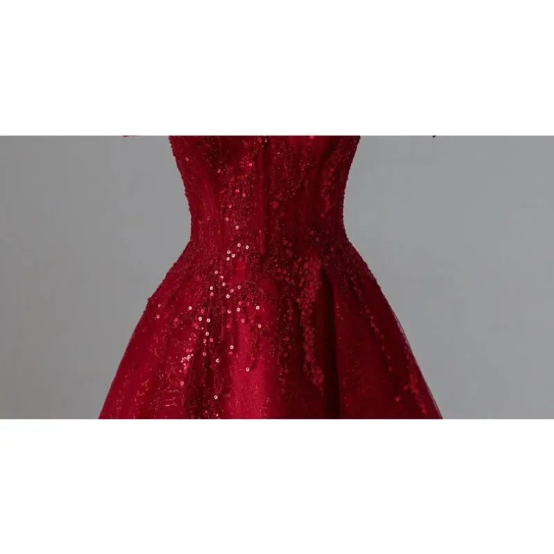 2026 New French Bridal Toast Dress Women's Slim Fit Off-Shoulder Evening Engagement Dress for Female Party Banquet Host 5