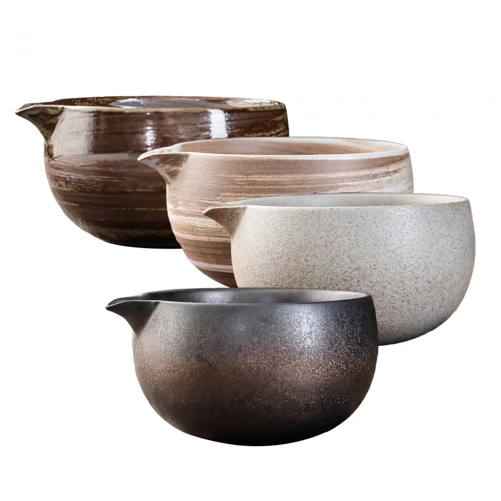 Artisanal Tea Bowl with Pouring Spout, Japanese Tea Ceremony Chawan 600ml
