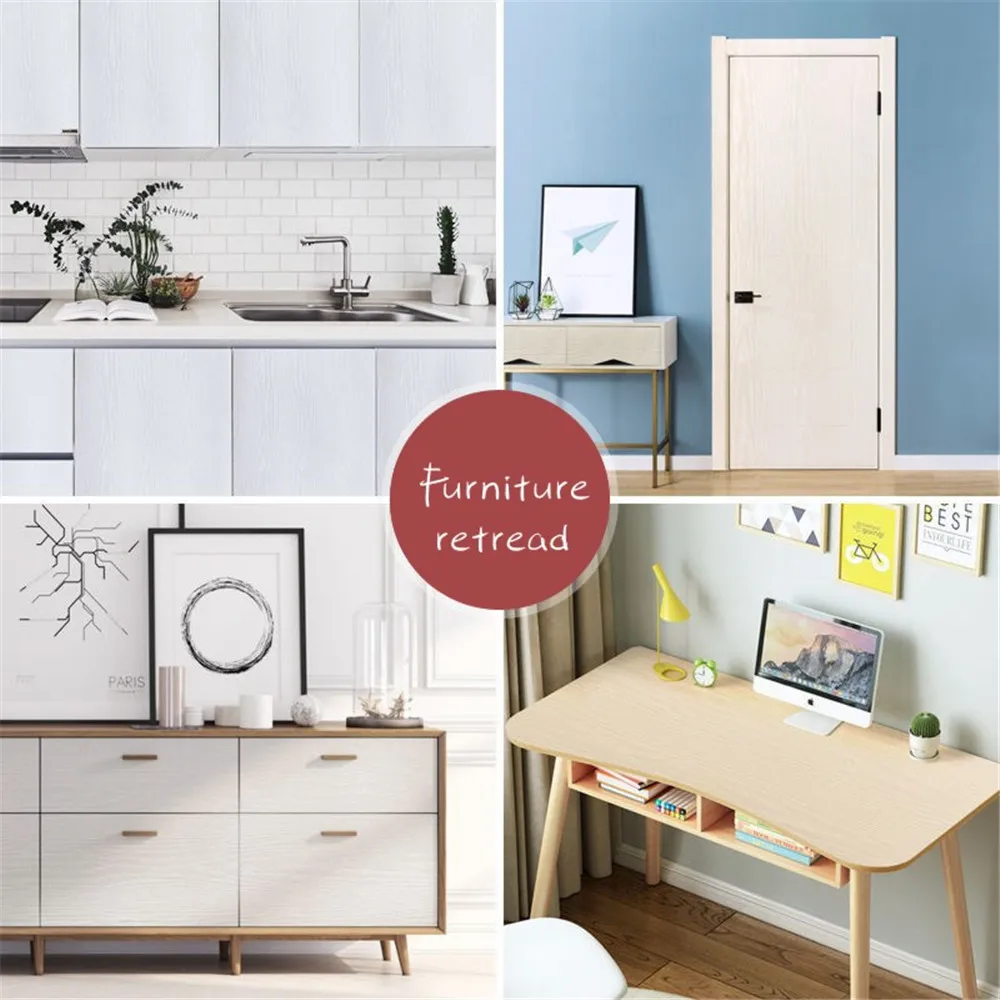 White Wood Peel And Stick Paper Decorative Self-Adhesive Film For Furniture Real Wood Tactile Sensation Surfaces Easy To Clean 6